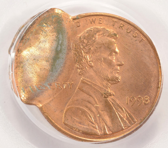 1998 1c Lincoln Cent Flipover Double-Struck, 2nd 75% Off-Center PCGS MS63 Red