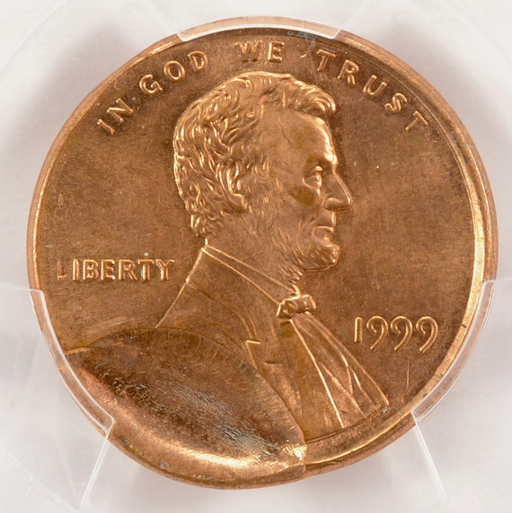 1999 1c Lincoln Cent 10% Indent and Partial Collar PCGS MS64 Red