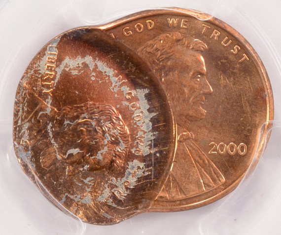 2000 1c Lincoln Cent Double-Struck, 2nd 50% Off-Center PCGS MS64 Red