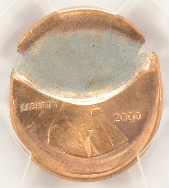 2000 1c Lincoln Cent Broadstruck & 35% Brockage PCGS MS64 Red