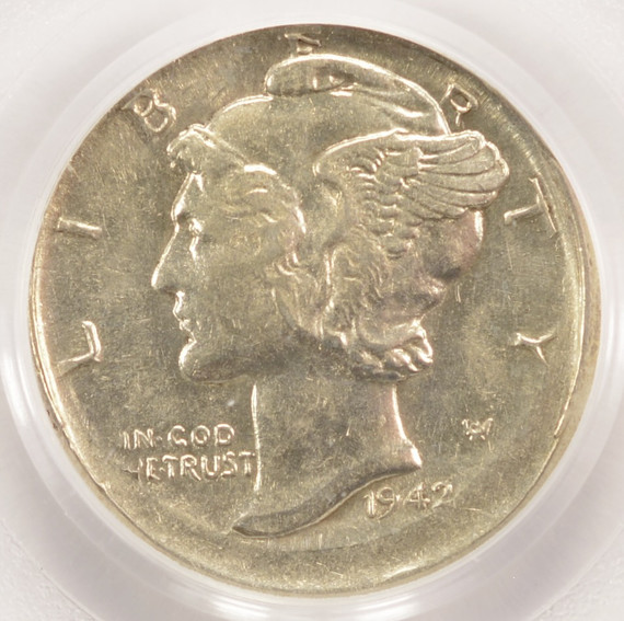 1942-S 10c Mercury Dime Uncentered Broadstrike PCGS AU58