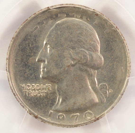 1970-D 25c Washington Quarter Struck on Clad Dime Stock 4.21g PCGS AU58