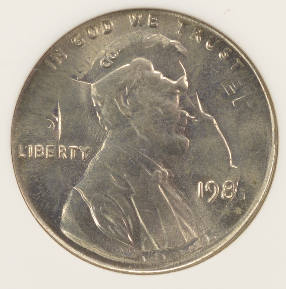 1981 1c Lincoln Cent on Dime Double-Denomination ANACS MS65