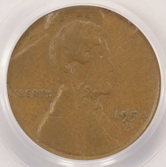 1954-D 1c Wheat Cent Double-Struck, 2nd 25% Off-Center PCGS VF35