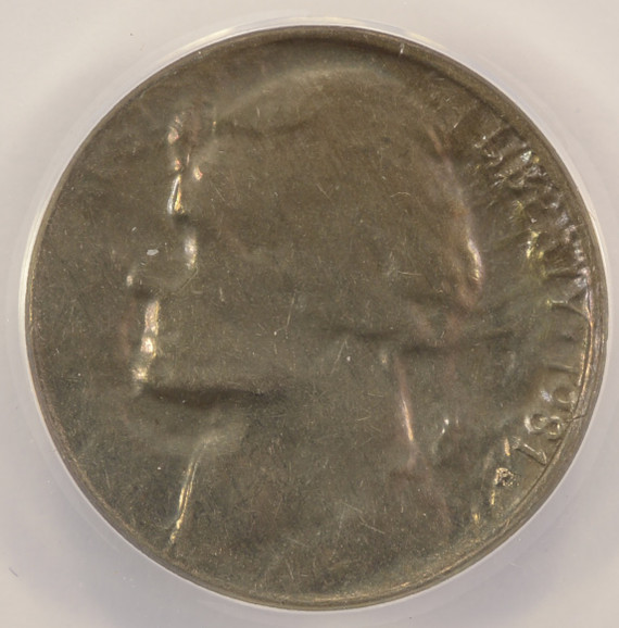 1981-P 5c Jefferson Nickel Late Stage Die Cap Strike ANACS MS63
