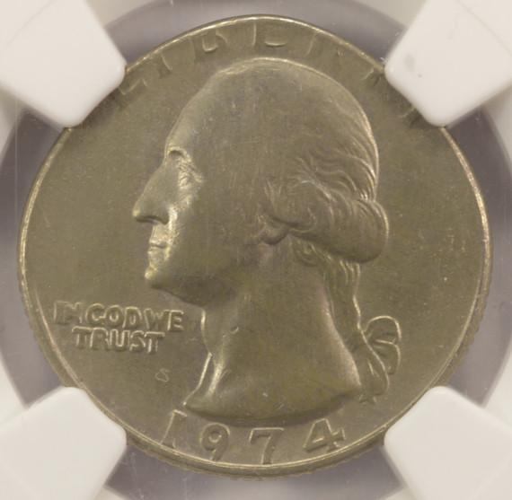 1974 25c Washington Quarter Struck on Nickel Planchet NGC AU58