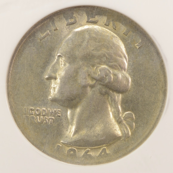 1964 25c Washington Quarter Struck on Dime Stock NGC AU