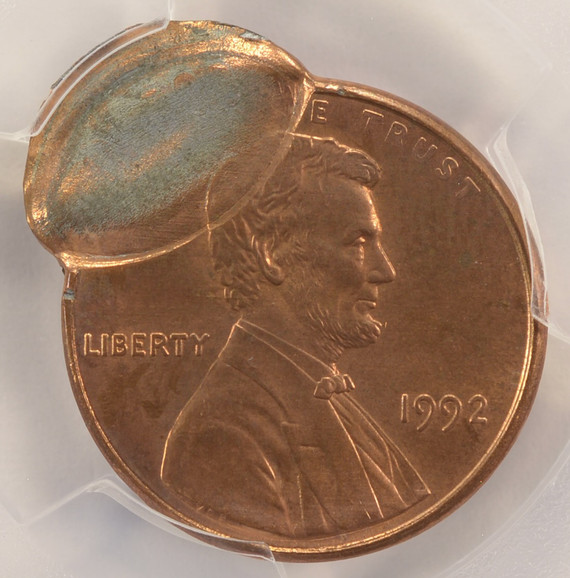 1992 1c Lincoln Cent Flipover Double-Struck 2nd 80% Off-Center PCGS MS65 Red