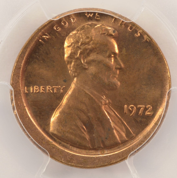 1972 1c Lincoln Cent Broadstruck PCGS MS65 Red