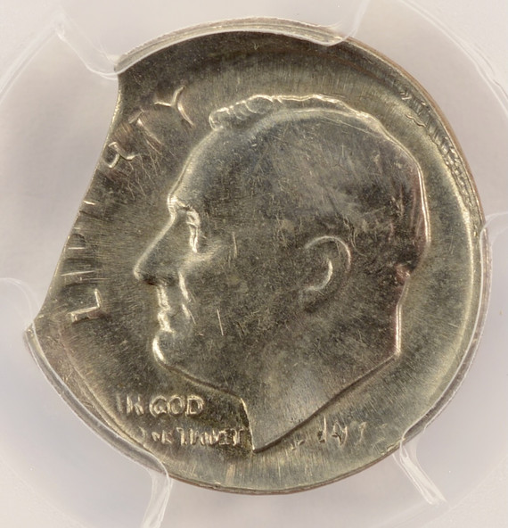 ND Clad Roosevelt Dime 10% Clip and Broadstruck PCGS MS60
