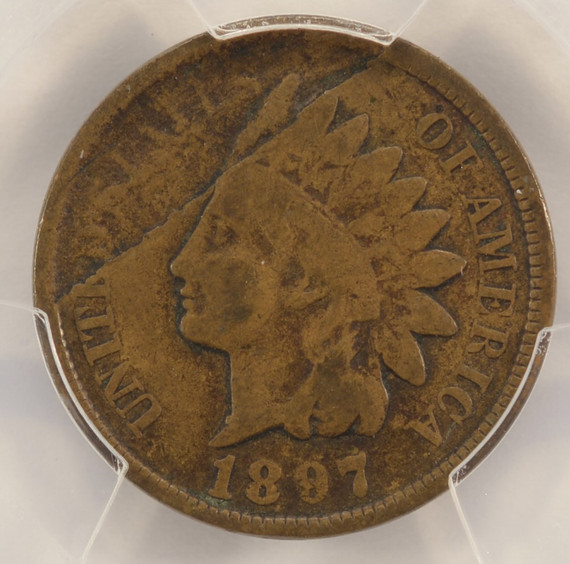 1897 1c Indian Cent 20% Obverse Lamination PCGS F15