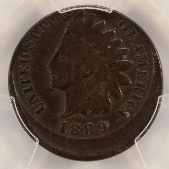 1889 1c Indian Cent Struck 15% Off-Center PCGS VG8