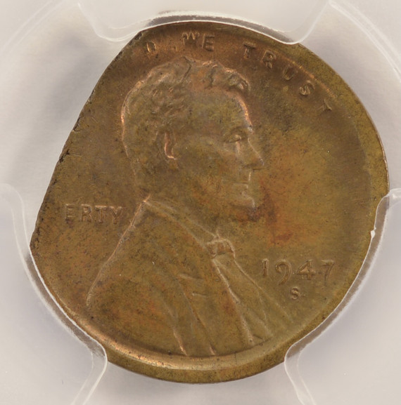 1947-S 1c Wheat Cent 18% Straight Clip & Partial Collar PCGS MS64 BN1947-S 1c Wheat Cent 18% Straight Clip & Partial Collar PCGS MS64 BN