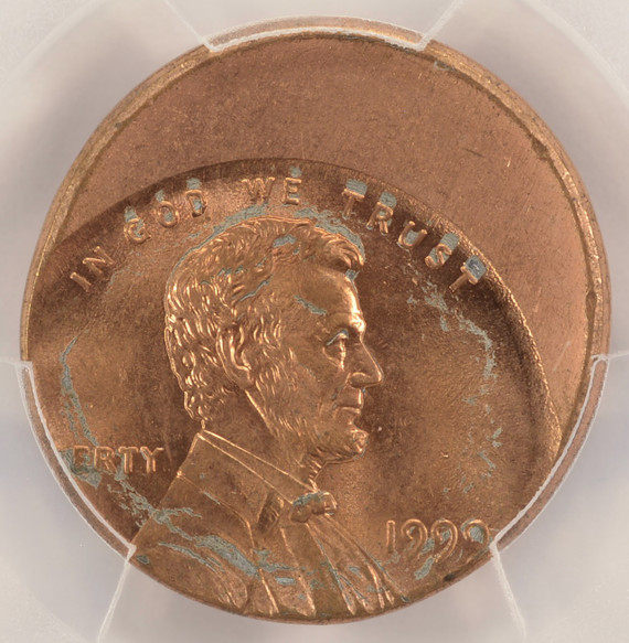 1999 1c Lincoln Cent Struck 25% Off-Center PCGS MS64 Red