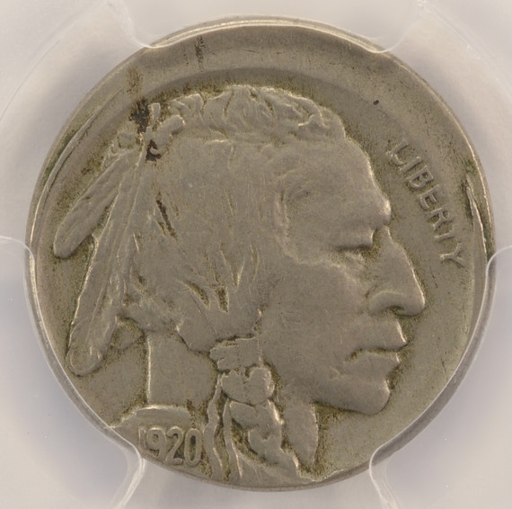1920 5c Buffalo Nickel Struck 10% Off-Center PCGS XF45