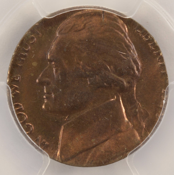 1979 5c Jefferson Nickel Struck on Cent Planchet PCGS MS65 Red/Brown