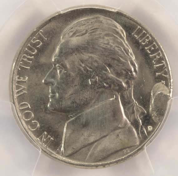 PCGS ND 5c Jefferson Nickel Cud Major Die Break MS60