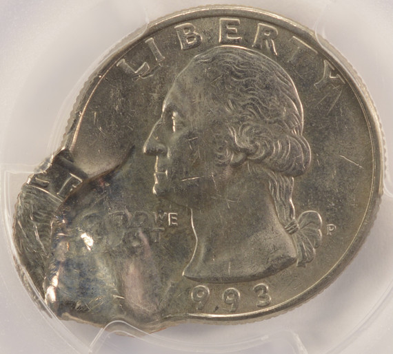 1993-P 25c Washington Quarter Double-Struck, 2nd 75% Off-Center PCGS MS63