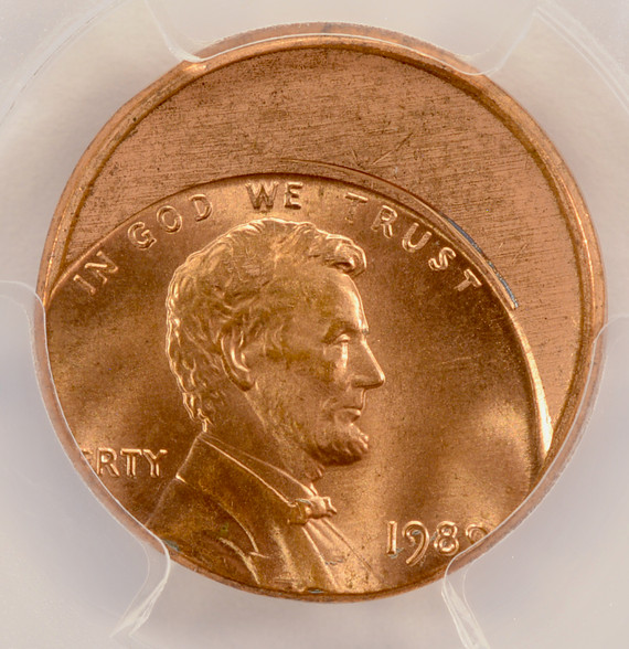 1989-x 1c Lincoln Cent Struck 25% Off-Center PCGS MS66 Red