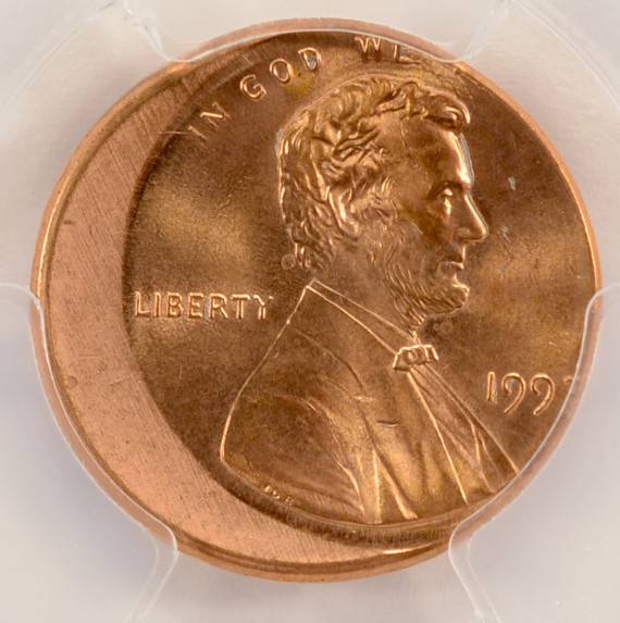 1993 1c Lincoln Cent Struck 15% Off-Center PCGS MS66 Red
