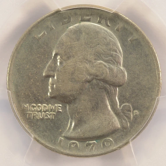 1970-D 25c Washington Quarter Struck on Clad Dime Stock 4.31g PCGS AU55