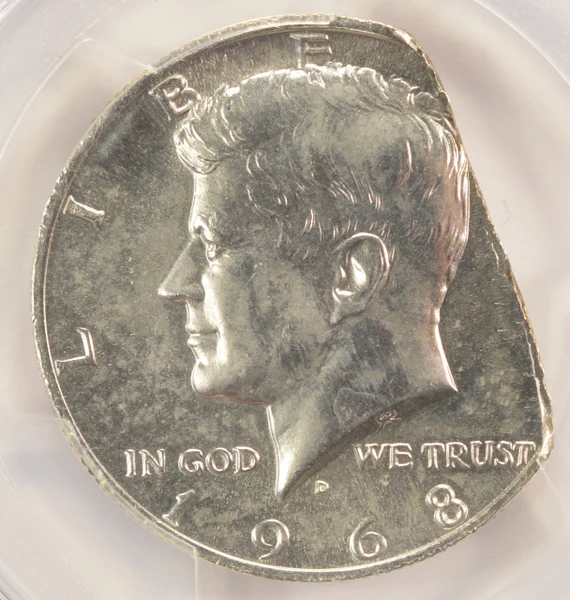 1968-D 50c Kennedy Half 15% Straight Clip 9.72g PCGS MS64