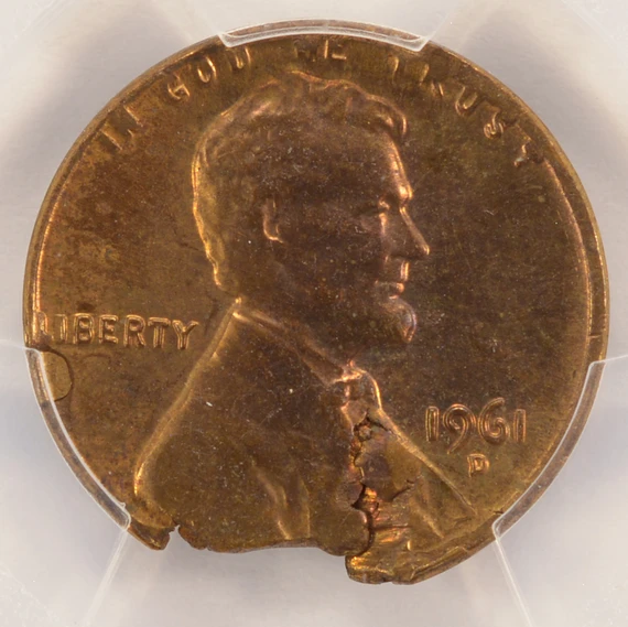 1961-D 1c Lincoln Cent Defective Planchet 2.31g, PCGS MS63 RB