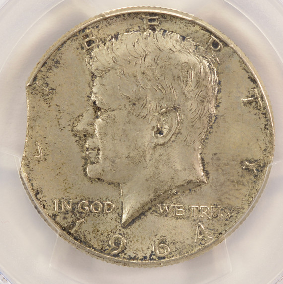 1964-D 50c Kennedy Half Curved Clip PCGS MS64