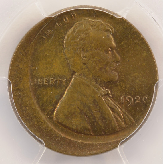 1920 1c Wheat Cent Struck 15% Off-Center PCGS MS64 BN