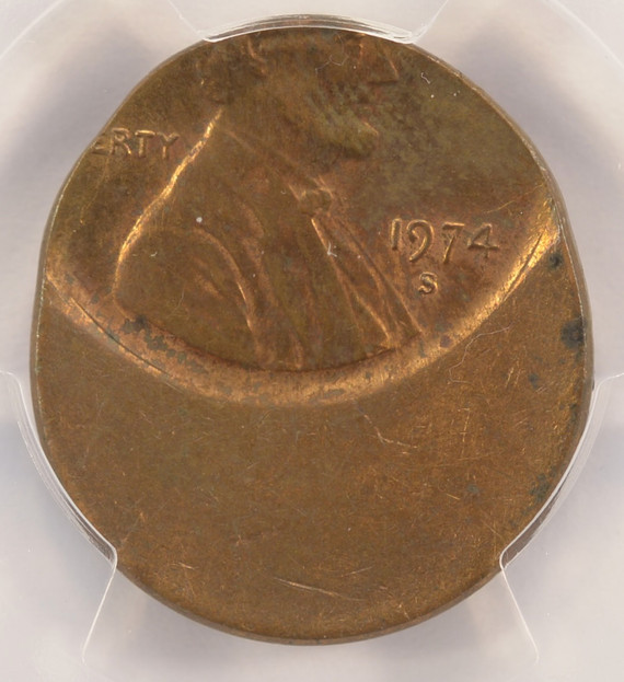 1974-S 1c Lincoln Cent Struck 45% Off-Center PCGS UNC Details