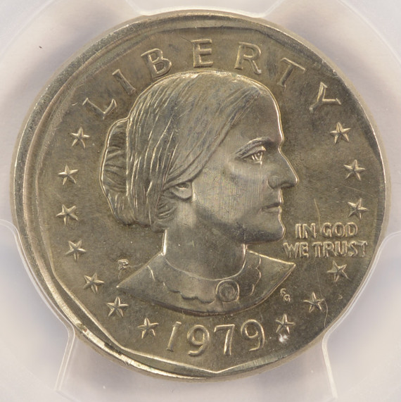 1979-P $1 SBA Dollar Partial Collar Strike PCGS MS62