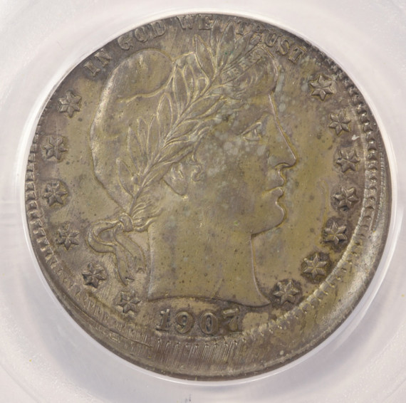1907-S 25c Barber Quarter Struck 5% Off-Center PCGS AU58