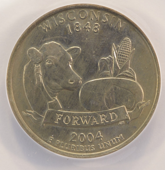 2004-D 25c Wisconsin Quarter Extra Low Leaf ANACS MS64