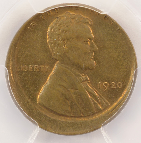 1920 1c Wheat Cent Struck 10% Off-Center PCGS MS64 BN