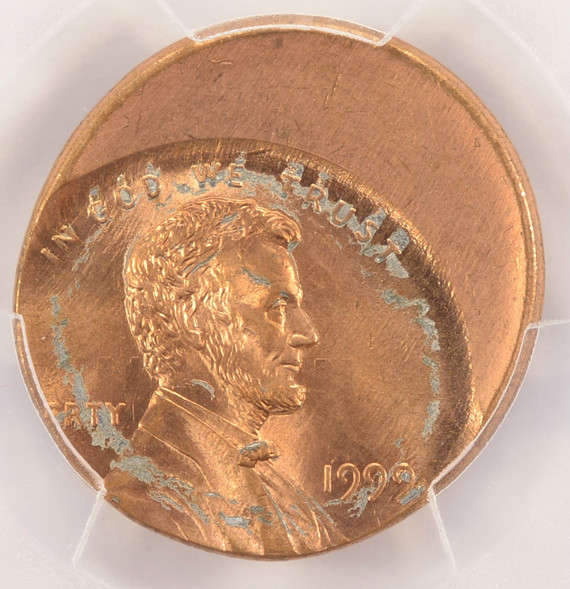 1999 1c Lincoln Cent Struck 25% Off-Center PCGS MS64 Red