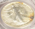 PCGS 1986 $1 Silver Eagle Struck Thru Emory Sanding Disc PCGS MS64
