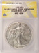 2021 $1 Type-1 Silver Eagle Minor Curved Clip ANACS MS69