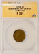 1906 1c Indian Cent Struck 5% Off-Center ANACS F12