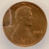1984 1c Lincoln Cent Cud Major Die Break ANACS MS63 Brown