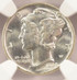 1942 10c Mercury Dime Curved Clip at 6:00 NGC MS66