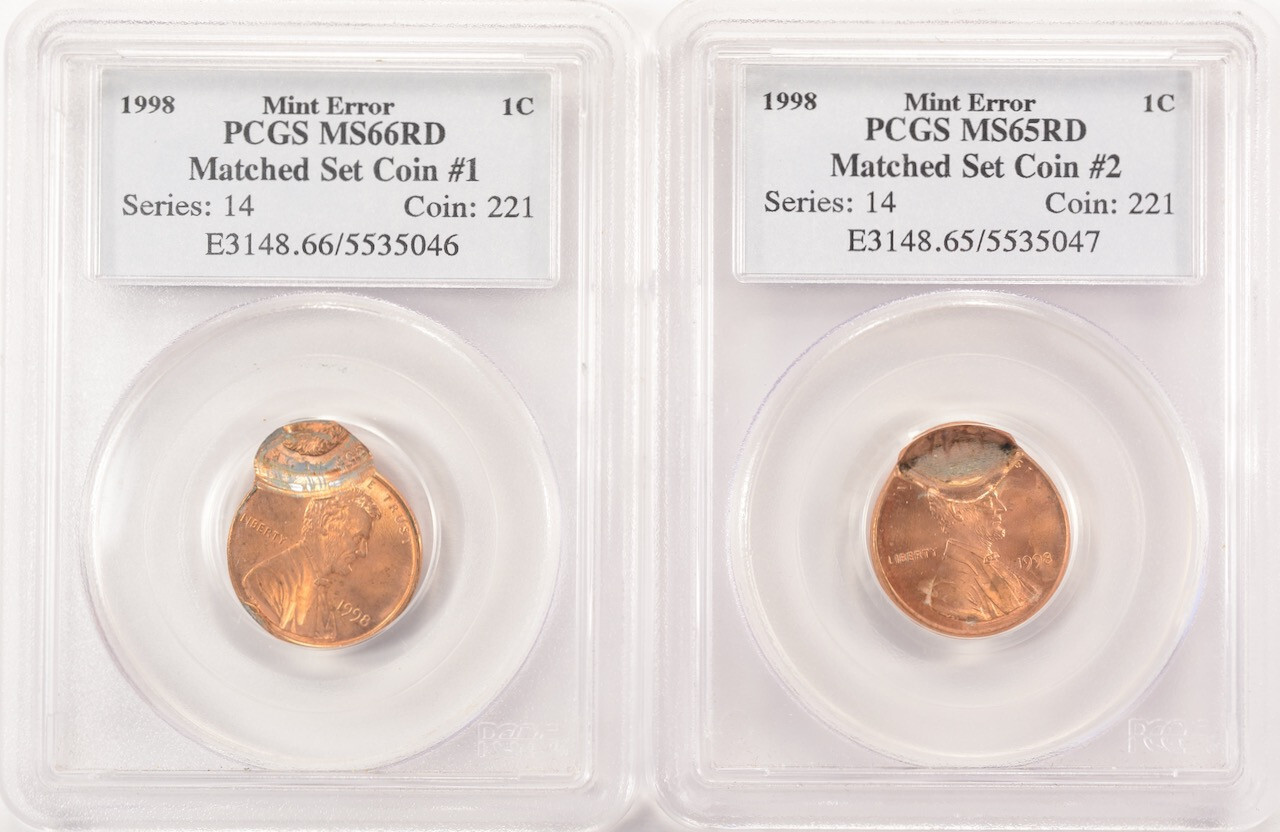1998 1c Lincoln Cent 2-Coin Mated Pair Set PCGS MS65/66 Red 1998 1c Lincoln Cent 2-Coin Mated Pair Set PCGS MS65/66 Red