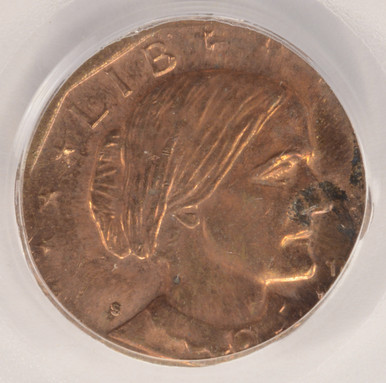 PCGS $1 SBA Dollar Struck on Cent Planchet MS64 Red