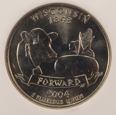 2004-D 25c Wisconsin Quarter Low Leaf Variety NGC MS66