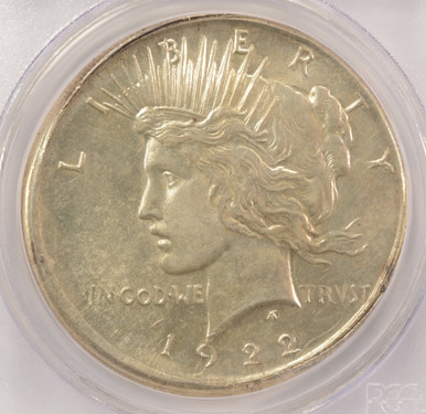 1922-S $1 Peace Dollar Broadstruck PCGS AU58