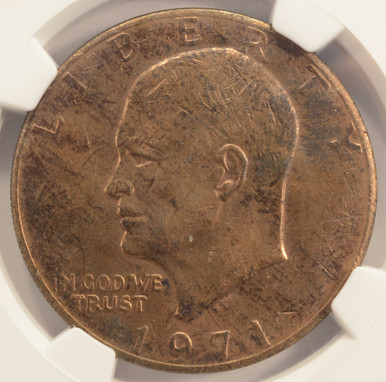 1971 $1 Ike Dollar Obverse Missing Clad Layer NGC MS63 RB