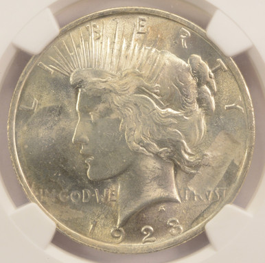 BLUE ENCOUNT master Peace 貴重！入手困難！ 1923 $1 Peace Dollar Obverse Struck Thru NGC MS63