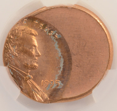 1995 1c Lincoln Cent Struck 45% Off-Center CACG MS65 Red