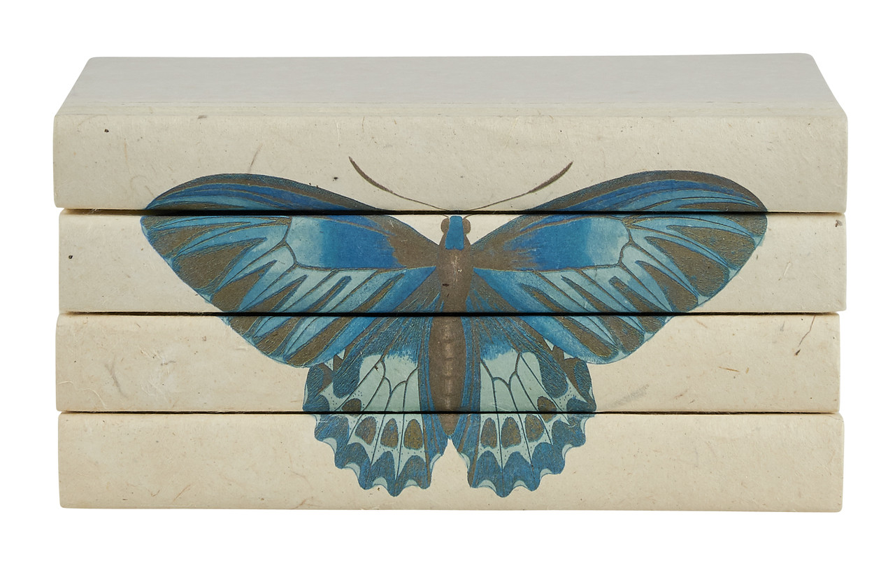 4 vol Butterfly Blue Monarch / Off- White Cover 9.5" wide / 6" tall E Lawrence, LTD.