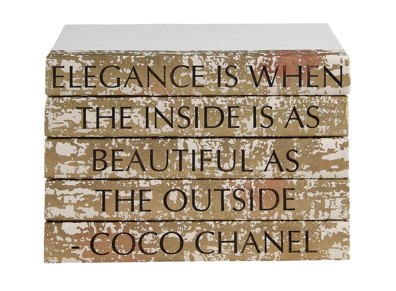 vol. On Gold "Elegance Is When..." Coco Chanel/ Off-White Covers / 9.5" wide Approx. 6.25" tall - E Lawrence, LTD.