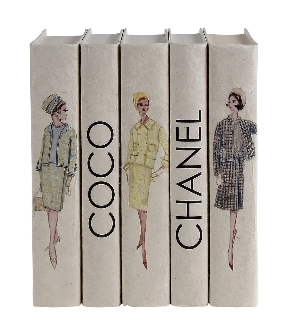 5 Vol. Set of Vintage Coco Chanel Fashion / Off-White Cover / 9.5